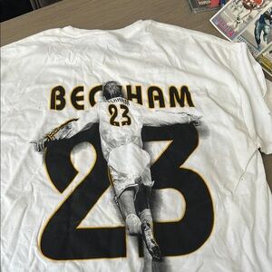 Rare Vintage Davis Beckham  White Short Sleeve Tee with Black  Number 23